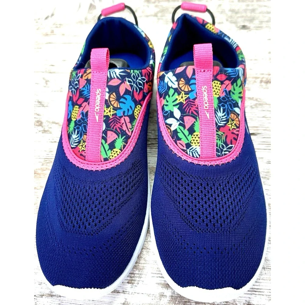 Speedo Aqua Skimmer Water‎ Shoes Junior Girls' Sz Large 4-5 Purple Floral